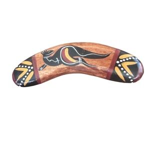 Australian Made‎ Wood Boomerang Aboriginal Art Kangaroo Wildlife